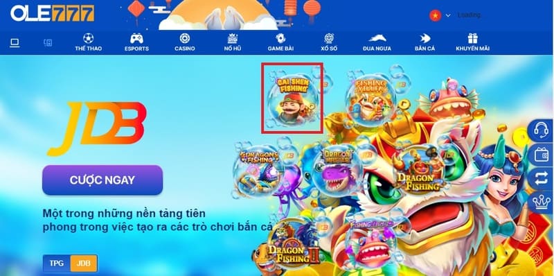 Người chơi chọn vào game bắn cá Cai Shen Fishing để trải nghiệm